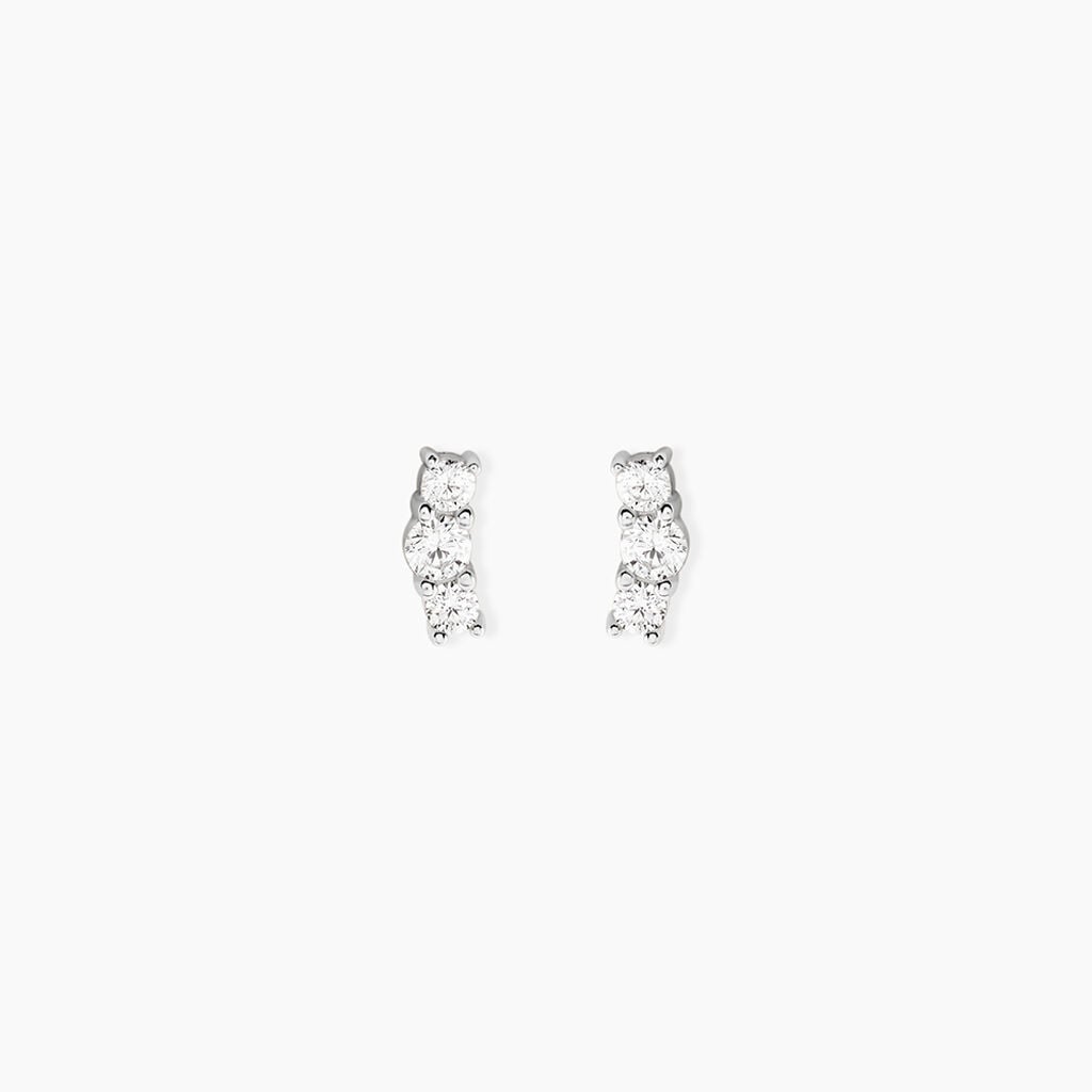 Boucles D'Oreilles Puces Dani Argent Blanc Oxyde De Zirconium - Boucles d'oreilles fantaisie Femme | Histoire d&rsquo;Or