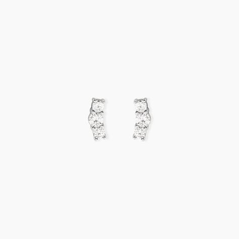 Boucles D'Oreilles Puces Dani Argent Blanc Oxyde De Zirconium - Boucles d'oreilles fantaisie Femme | Histoire d&rsquo;Or