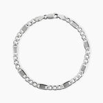 Bracelet Jeremi Maille Alternee 1/3 Et Plaquettes Argent Blanc - Bracelets cha&icirc;ne Homme | Histoire d&rsquo;Or