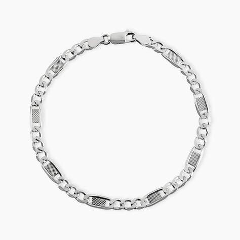 Bracelet Jeremi Maille Alternee 1/3 Et Plaquettes Argent Blanc - Bracelets cha&icirc;ne Homme | Histoire d&rsquo;Or