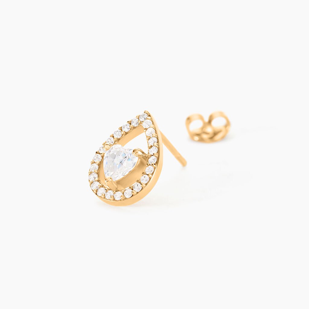 Boucles D'oreilles Puces Norig Plaqué Or Jaune Oxyde De Zirconium - Nouveautés Femme | Histoire d’Or