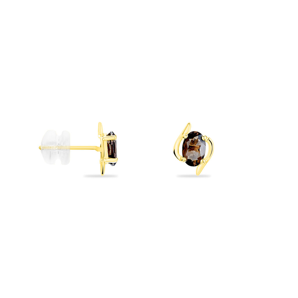 Boucles D'oreilles Puces Vrille Ovale Or Jaune Quartz - Clous d'oreilles Femme | Histoire d’Or