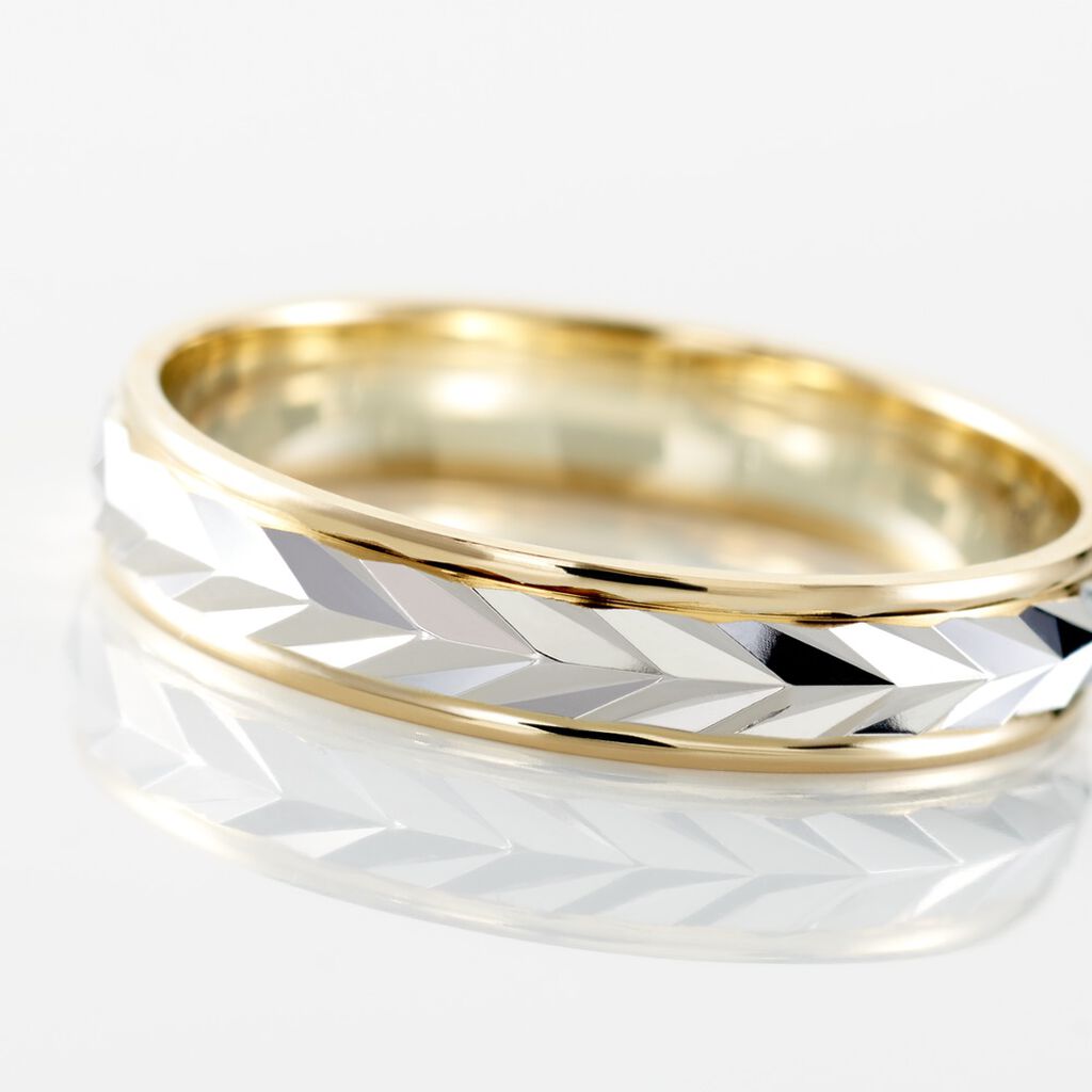 Alliance Epi Fantaisie Ruban Plat Or Bicolore - Alliances Unisex | Histoire d&rsquo;Or