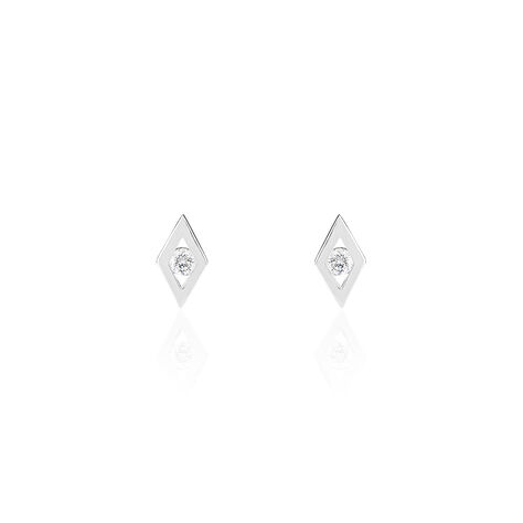 Boucles D'oreilles Puces Eirena Or Blanc Diamant - Clous d'oreilles Femme | Histoire d’Or