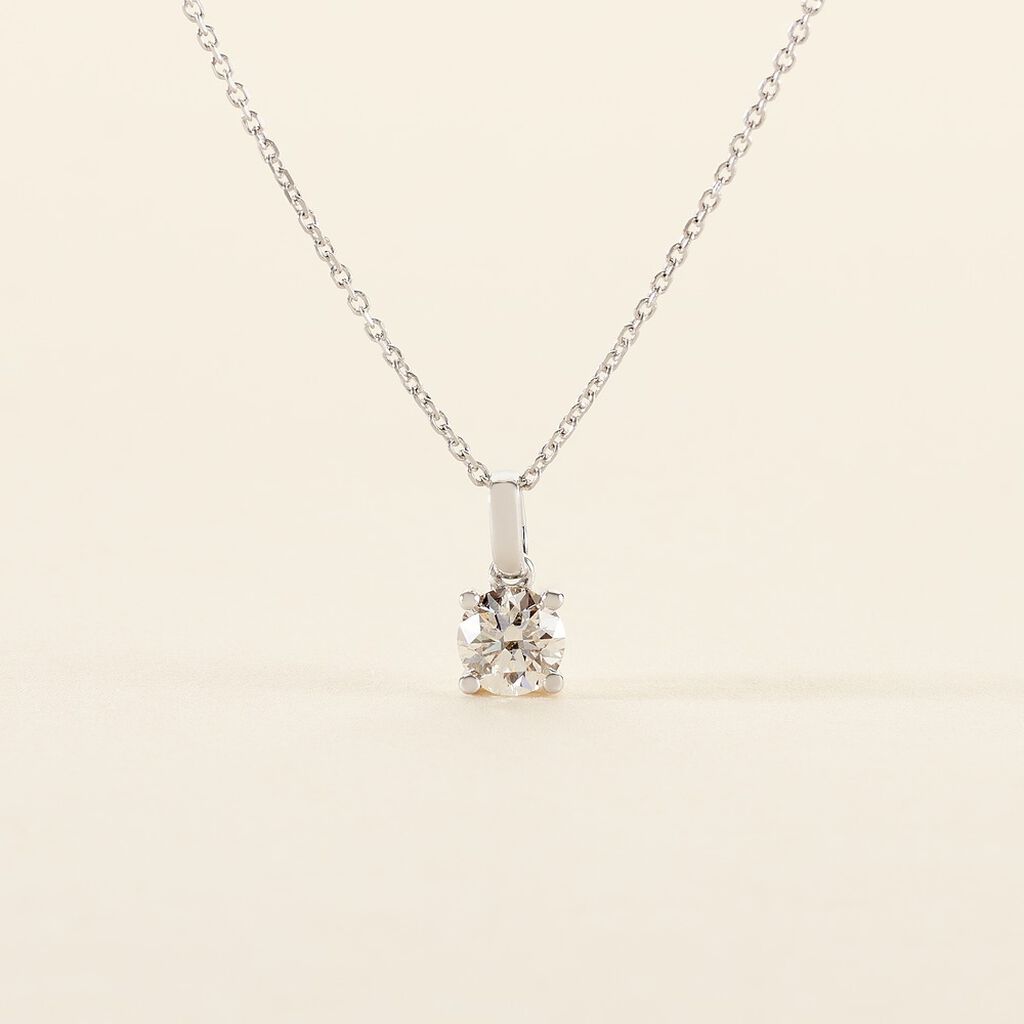 Pendentif Solitaire One Or Blanc Diamant - Pendentifs Femme | Histoire d&rsquo;Or