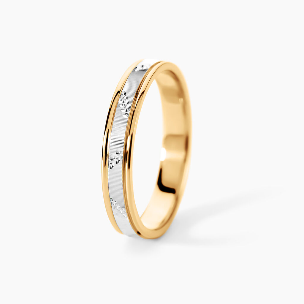 Alliance Or Bicolore Jaune / Blanc Tyssia - Alliances Unisex | Histoire d&rsquo;Or
