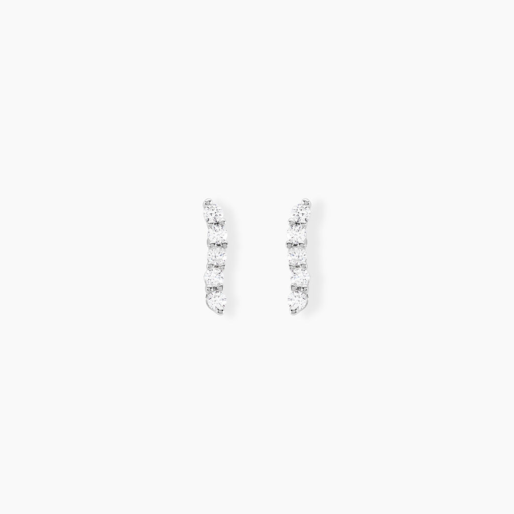 Boucles D'oreilles Puces Dahina Or Blanc Oxyde De Zirconium - Clous d'oreilles Femme | Histoire d&rsquo;Or