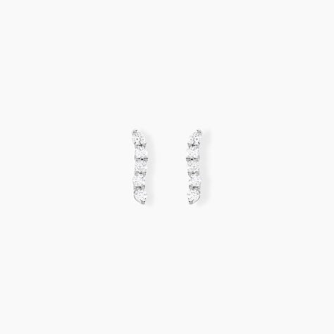 Boucles D'oreilles Puces Dahina Or Blanc Oxyde De Zirconium - Clous d'oreilles Femme | Histoire d&rsquo;Or