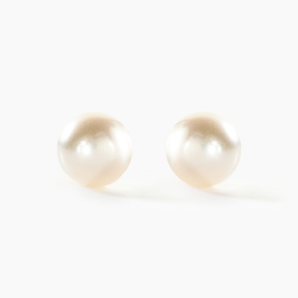 Boucles D'oreilles Puces Kesya Nacres Bouton Or Jaune Perle De Culture - Clous d'oreilles Femme | Histoire d’Or
