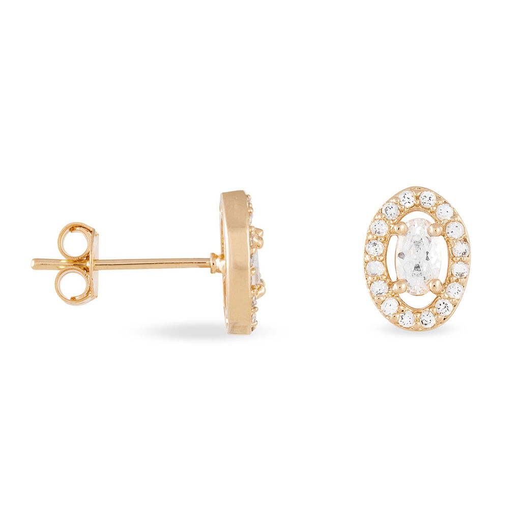 Boucles D'oreilles Puces Classical Plaqué Or Jaune Oxyde De Zirconium - Boucles d'oreilles fantaisie Femme | Histoire d’Or