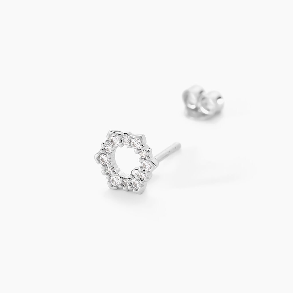 Boucles D'oreilles Puces Louwenn Argent Blanc Oxyde De Zirconium - Nouveautés Femme | Histoire d’Or