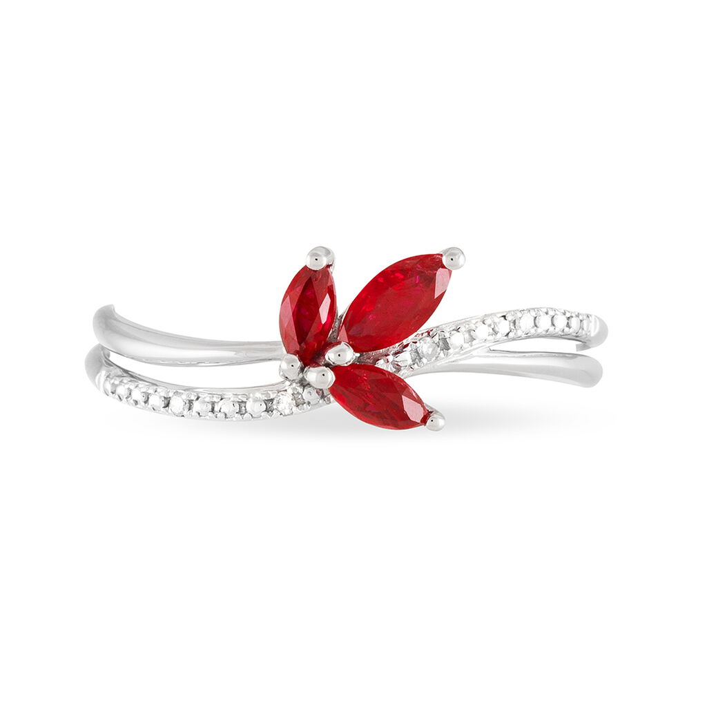 Bague Angie Or Blanc Rubis Et Diamant - Bagues avec pierre Femme | Histoire d’Or