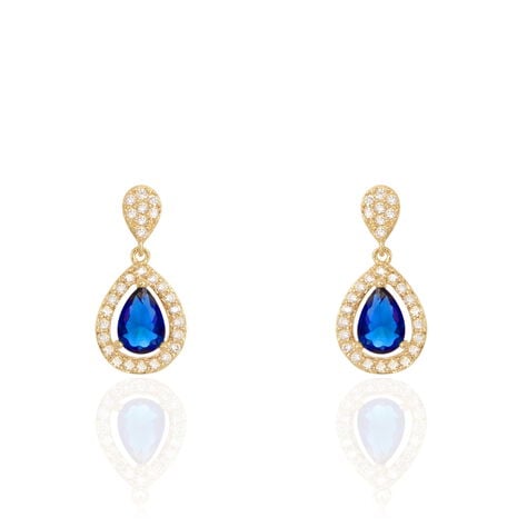 Boucles D'oreilles Pendantes Brigita Plaqué Or Pierre De Synthese - Boucles d'oreilles fantaisie Femme | Histoire d’Or