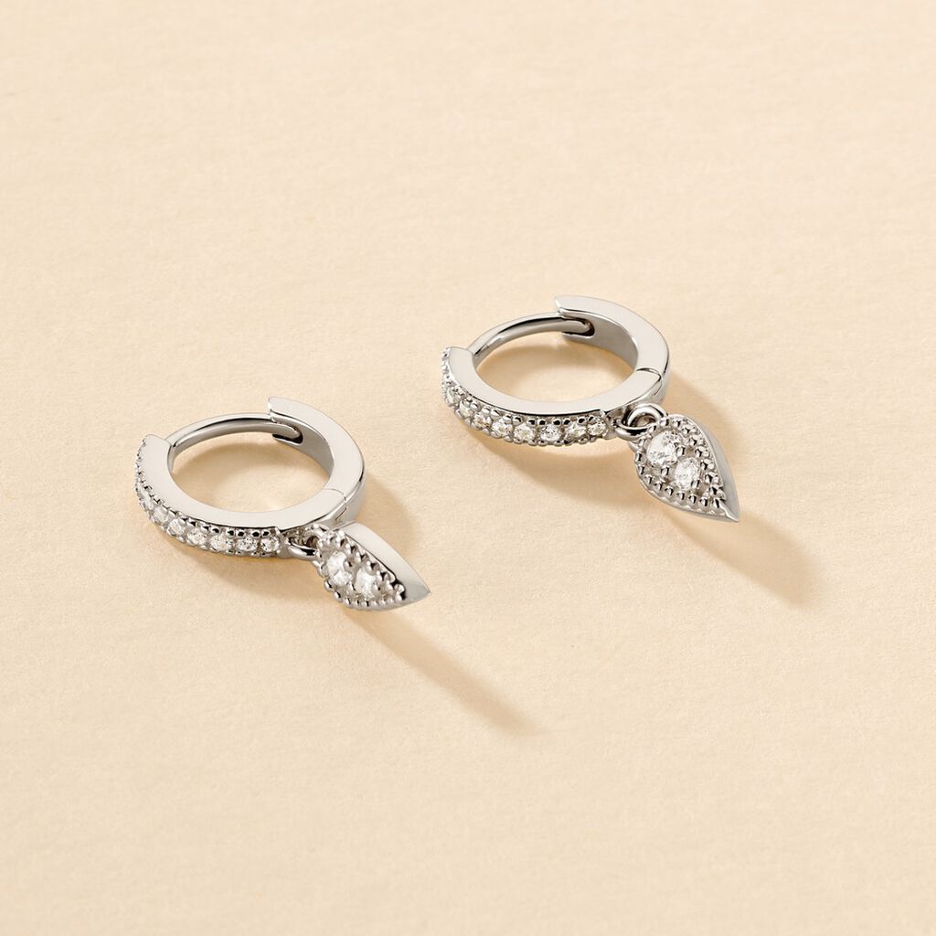Créoles Ysee Argent Blanc Oxyde De Zirconium - Boucles d'oreilles créoles Femme | Histoire d’Or