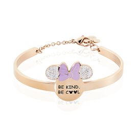 Bracelet Jonc Disney Acier Doré Rose Cristaux - Bracelets fantaisie Femme | Histoire d’Or