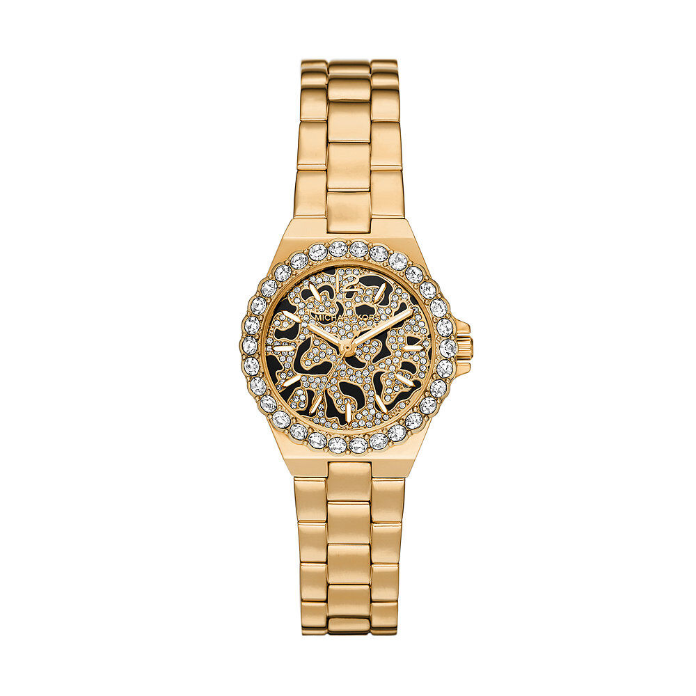 Montres Michael Kors MK7394 Acier Boucle deployante avec surete Jaune Ronde HIMFJQD0400 Histoire d Or