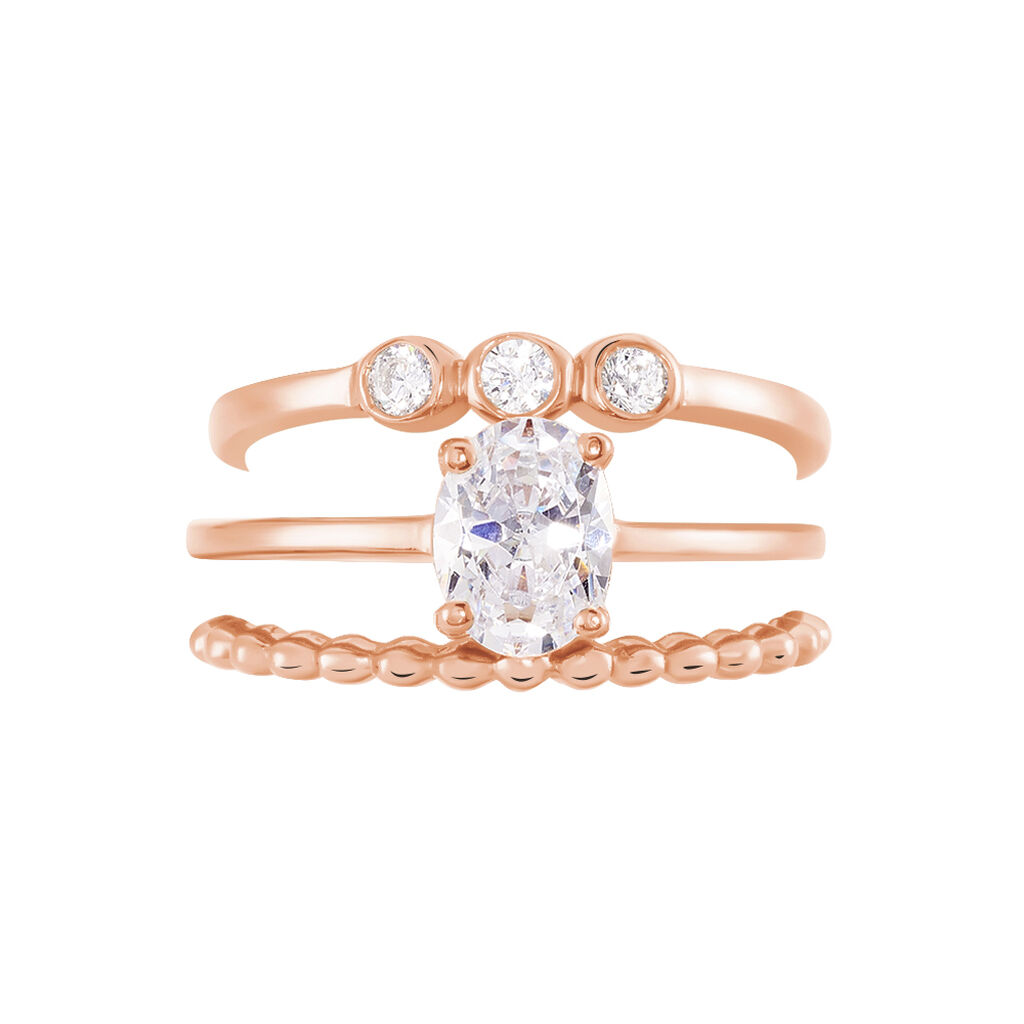 Bague Solitaire Tavira Argent Rose Oxyde De Zirconium - Bagues de fian&ccedil;ailles ronde Femme | Histoire d&rsquo;Or