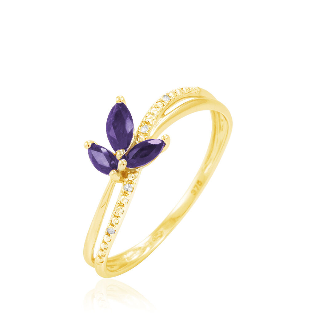 Bague Angie Or Jaune Amethyste Et Diamant - Bagues avec pierre Femme | Histoire d&rsquo;Or