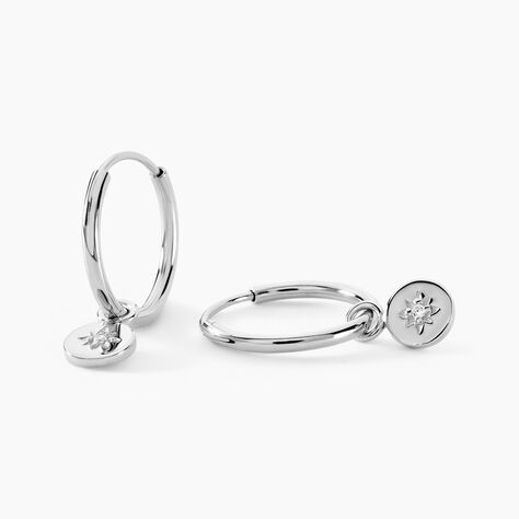Créoles Rhoda Argent Blanc Oxyde De Zirconium - Boucles d'oreilles créoles Femme | Histoire d’Or