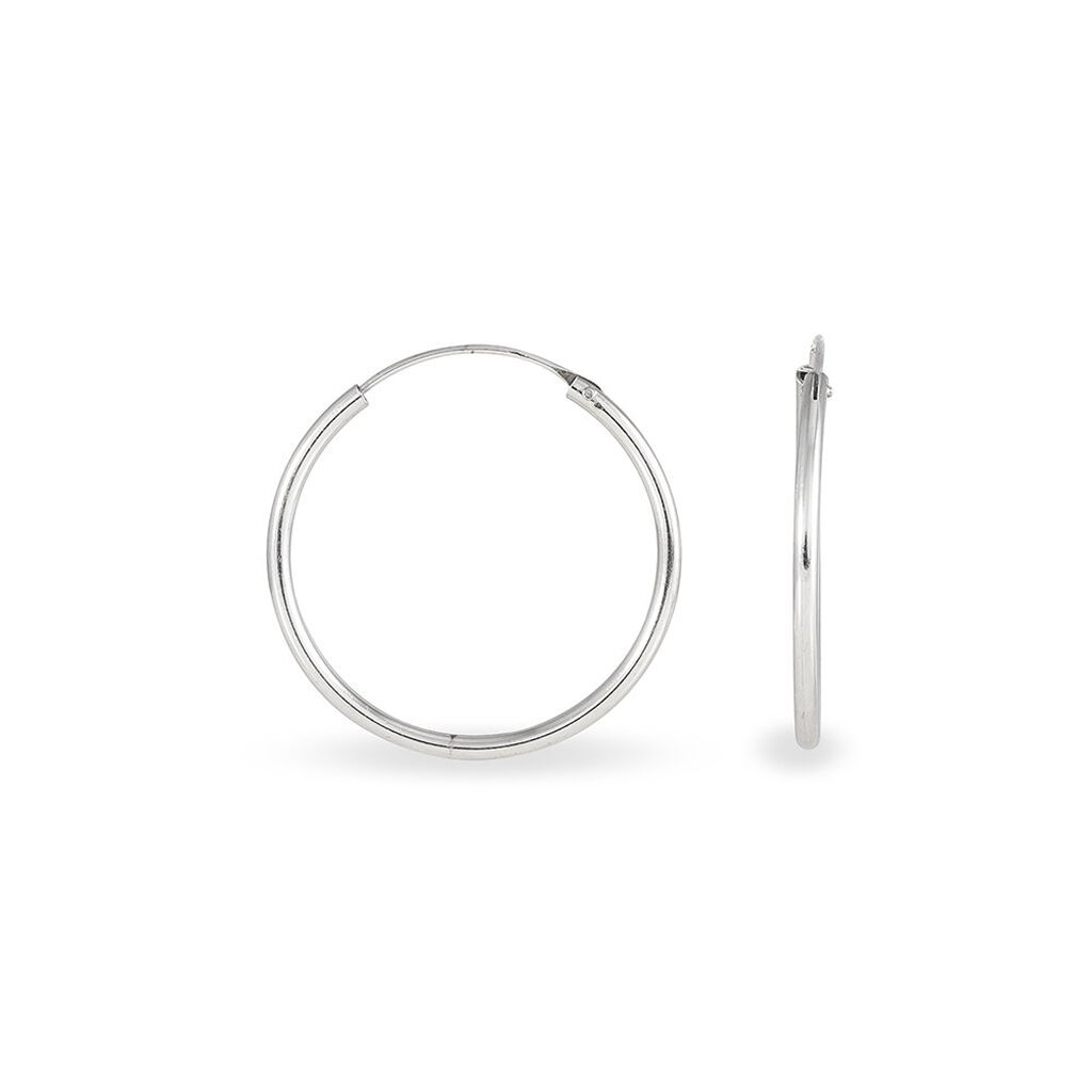 Créoles Argent Blanc Olympia - Boucles d'oreilles créoles Femme | Histoire d’Or