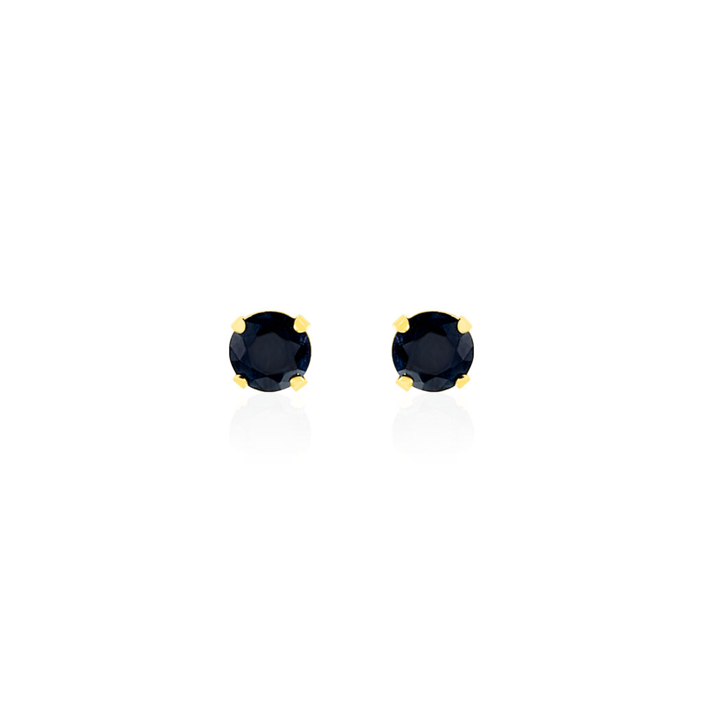Boucles D'oreilles Puces Elea Serti Griffe Or Jaune Saphir - Clous d'oreilles Femme | Histoire d’Or