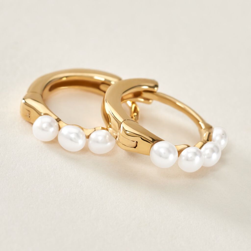 Créoles Per Or Jaune Perle De Culture - Boucles d'oreilles créoles Femme | Histoire d’Or