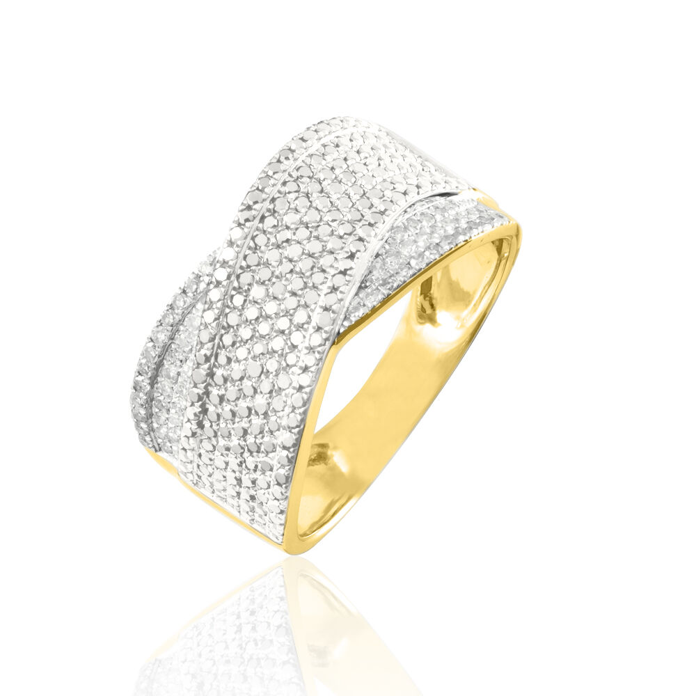 Bagues avec pierre Or Diamant Ronde Pavage Jaune 375 1000 B3DFJDW00NP Histoire d Or