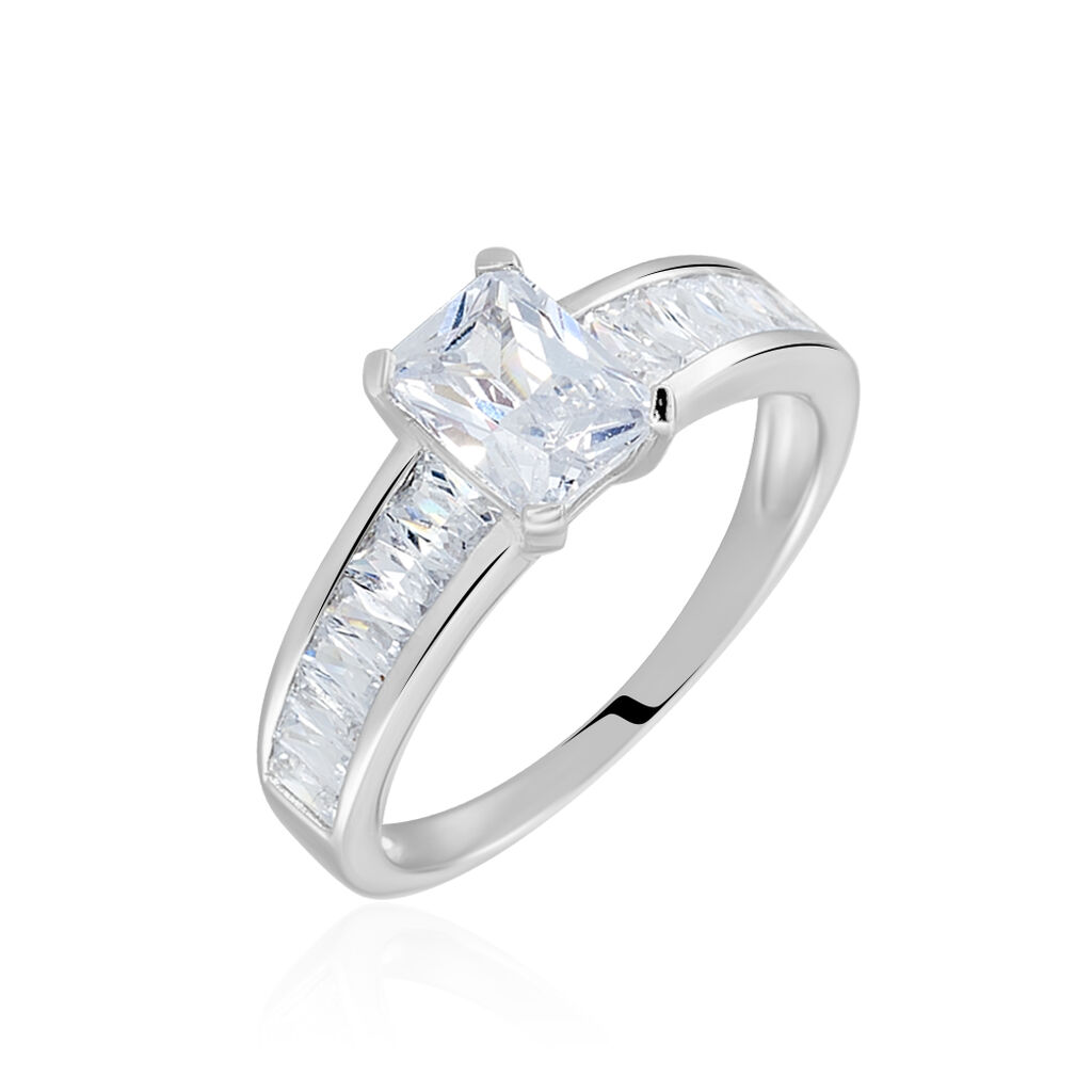 Bague Solitaire Aronn Argent Blanc Oxyde De Zirconium - Bagues solitaires Femme | Histoire d&rsquo;Or