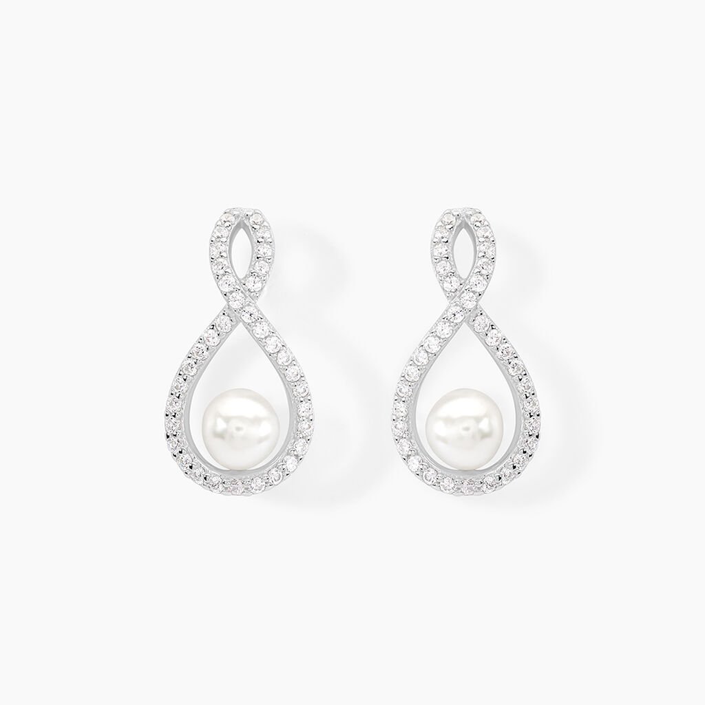 Boucles D'oreilles Pendantes Saja Argent  Perle De Culture Et Oxyde - Boucles d'oreilles fantaisie Femme | Histoire d&rsquo;Or