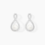 Boucles D'oreilles Pendantes Saja Argent  Perle De Culture Et Oxyde - Boucles d'oreilles fantaisie Femme | Histoire d&rsquo;Or