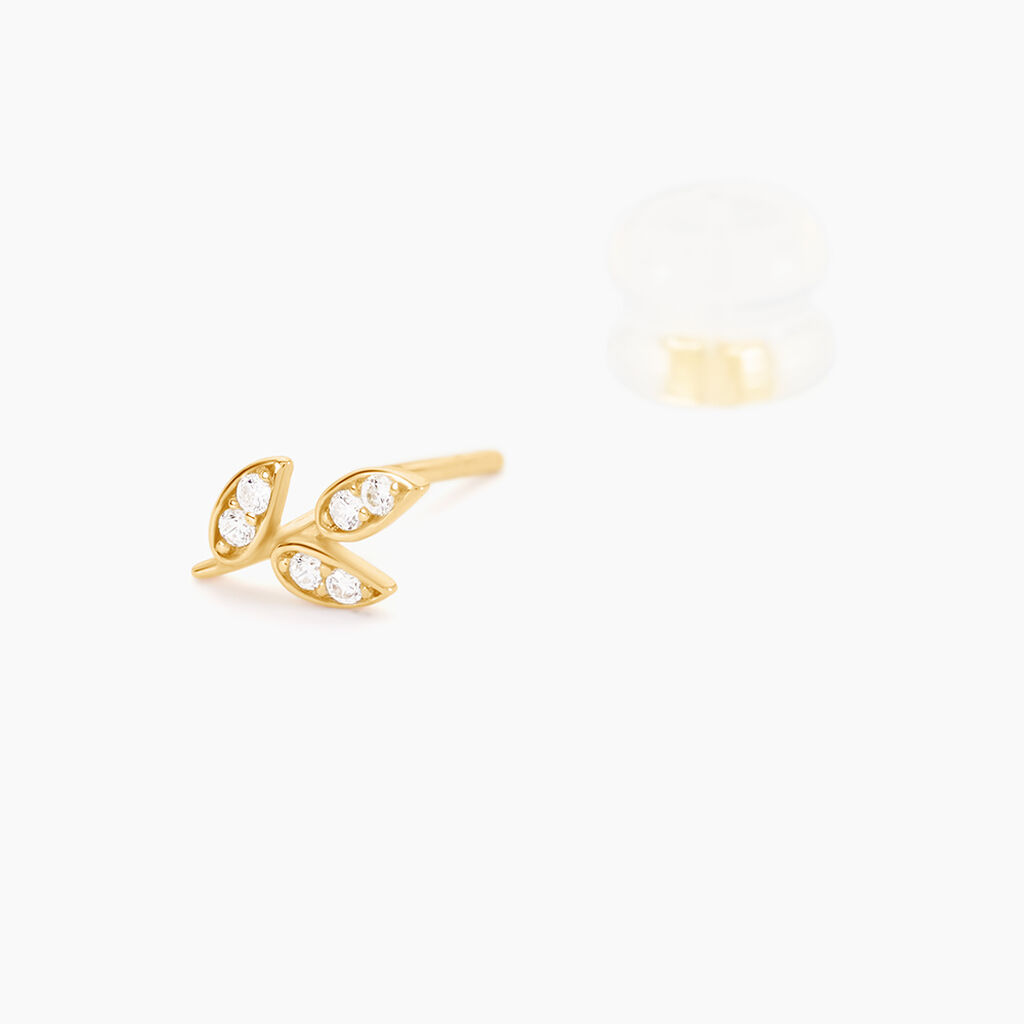 Boucles D'oreilles Pendantes Edia Feuille Or Jaune Oxyde De Zirconium - Boucles d'oreilles pendantes Femme | Histoire d&rsquo;Or