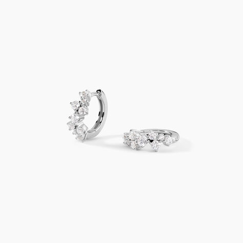 Creoles Rio Argent Blanc Oxyde De Zirconium - Boucles d'oreilles cr&eacute;oles Femme | Histoire d&rsquo;Or
