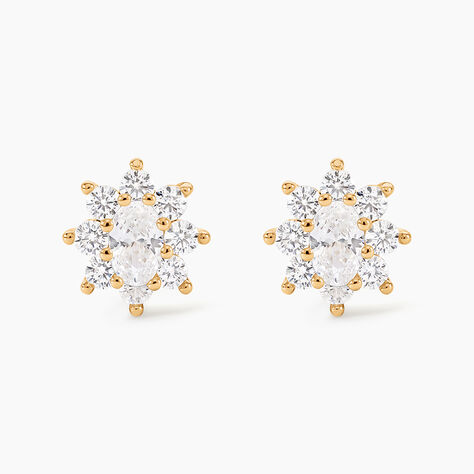 Boucles D'oreilles Puces Lisea Plaqu&eacute; Or Oxydes De Zirconium - Boucles d'oreilles fantaisie Femme | Histoire d&rsquo;Or