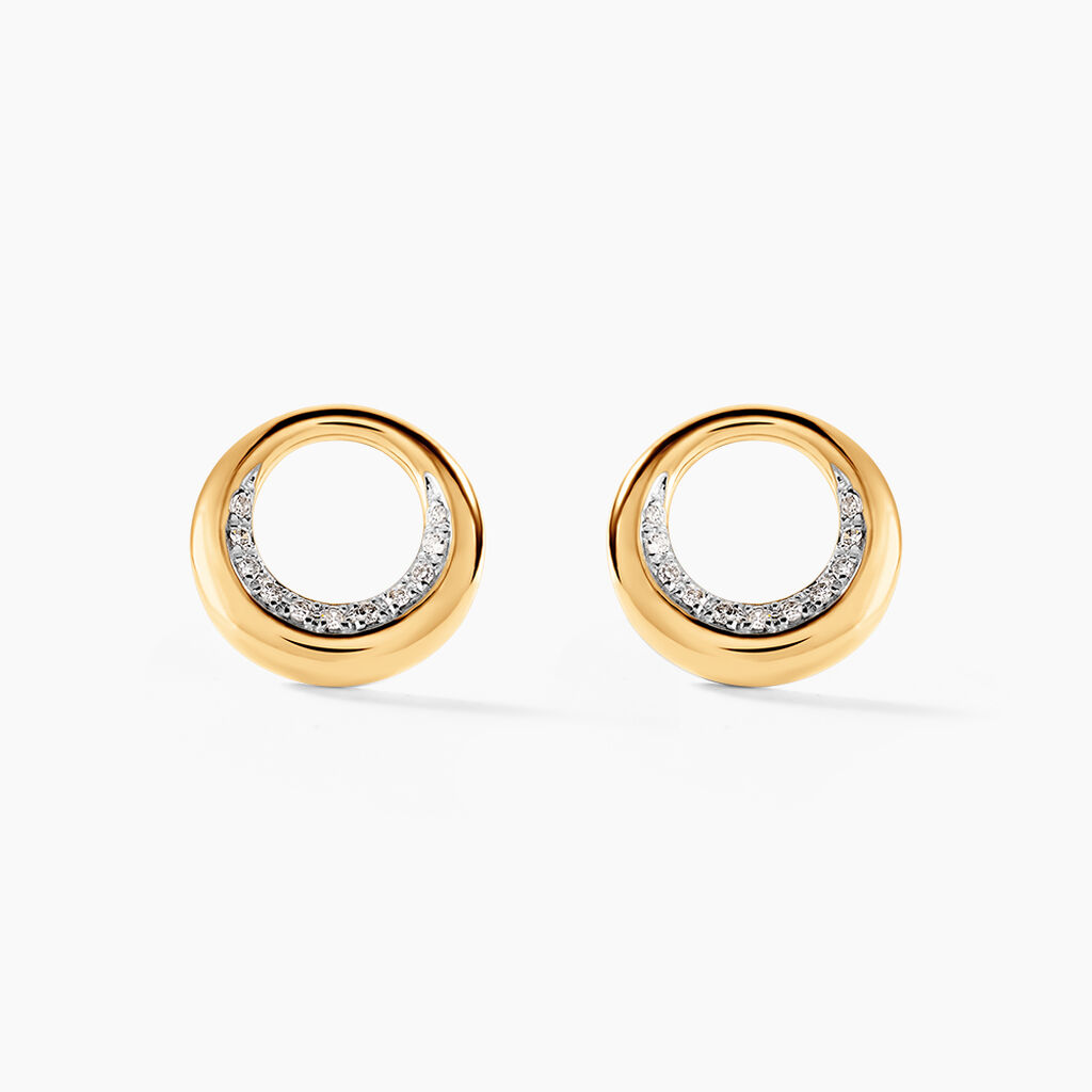 Boucles D'oreilles Puces Batoul Or Jaune Diamant - Clous d'oreilles Femme | Histoire d&rsquo;Or