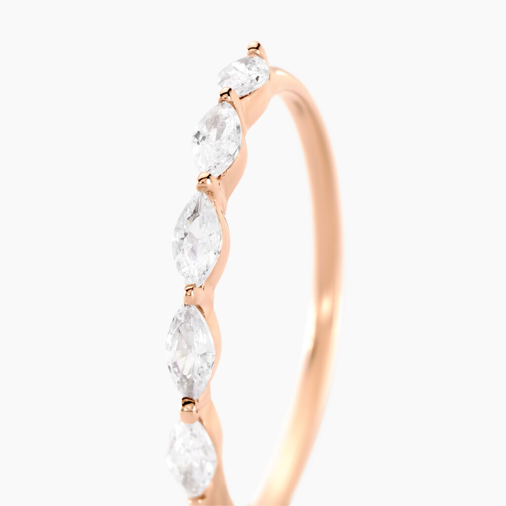 Bague Navette Argent Rose Oxyde De Zirconium - Bagues avec pierre Femme | Histoire d&rsquo;Or