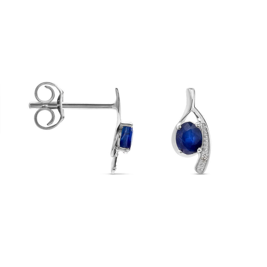 Bijoux D'oreilles Emotion Or Blanc Saphir Diamant - Clous d'oreilles Femme | Histoire d’Or