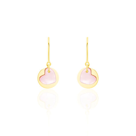 Boucles D'oreilles Pendantes Cleomela Coeur Or Jaune Nacre - Boucles d'oreilles pendantes Enfant | Histoire d’Or