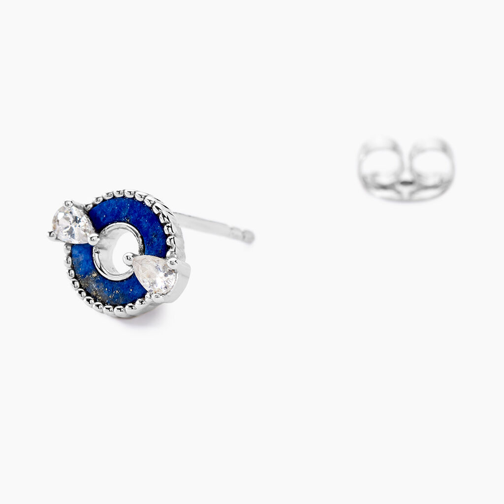 Boucles D'oreilles Puces Serafine Argent Lapis Lazuli Oxyde - Boucles d'oreilles fantaisie Femme | Histoire d’Or