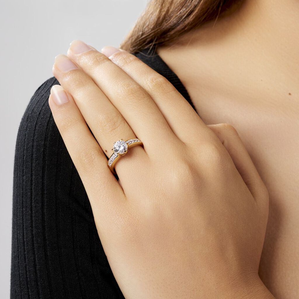 Bague Solitaire Stevie Plaqué Or Jaune Oxyde De Zirconium - Bagues solitaires Femme | Histoire d’Or