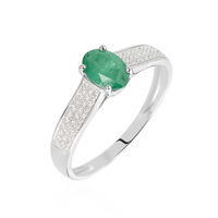 Bague Crista Or Blanc Emeraude Et Diamant