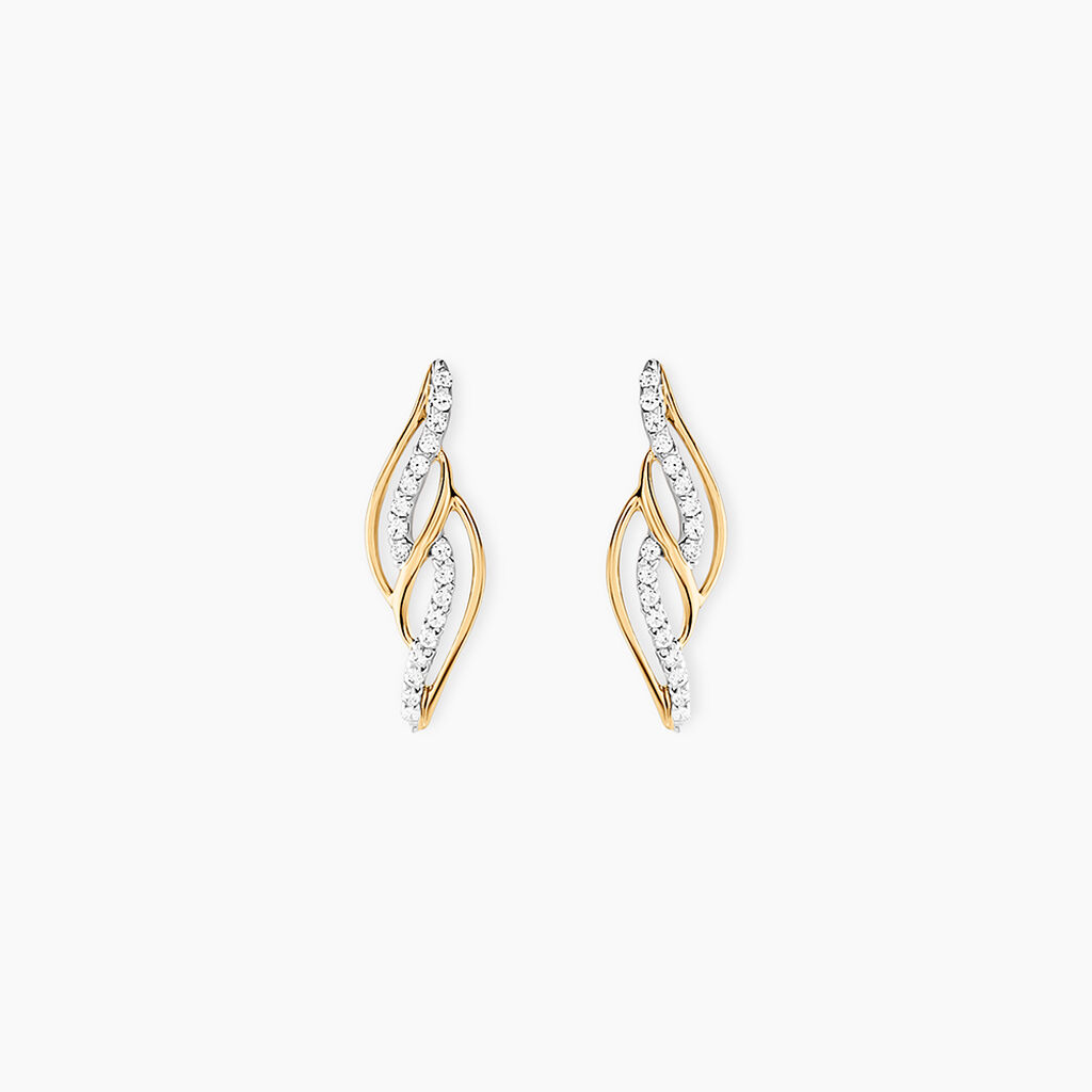 Boucles D'oreilles Puces Demelza Or Jaune Oxyde De Zirconium - Clous d'oreilles Femme | Histoire d&rsquo;Or