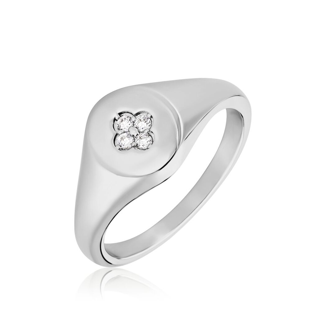 Chevalière Audie Argent Blanc Oxyde De Zirconium