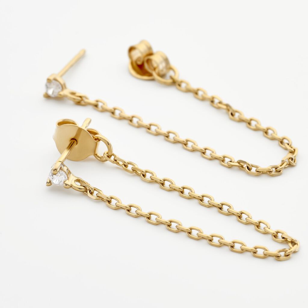 Boucles D'oreilles Pendantes Plaqué Or Lienard Oxydes De Zirconium - Boucles d'oreilles fantaisie Femme | Histoire d’Or