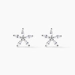 Boucles D'oreilles Puces Horcia Or Blanc Oxyde De Zirconium - Clous d'oreilles Femme | Histoire d&rsquo;Or