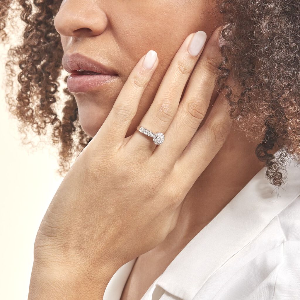 Bague Chou Or Blanc Diamant - Bagues avec pierre Femme | Histoire d’Or