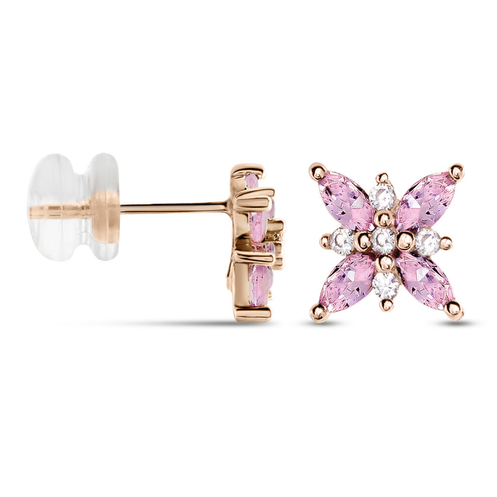 Boucles D'oreilles Puces Anabele Or Rose Amethyste Oxyde - Clous d'oreilles Femme | Histoire d’Or