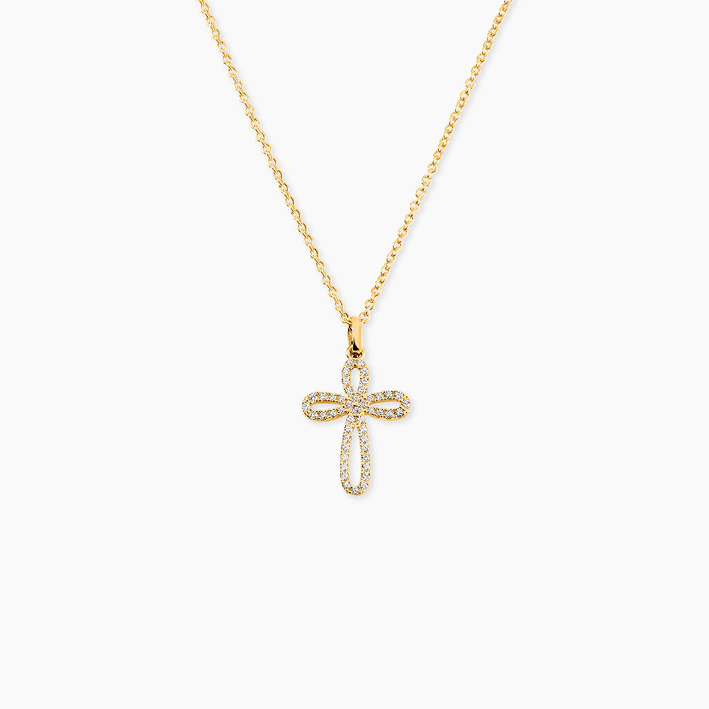 Pendentif Chastity Or Jaune Oxyde De Zirconium - Pendentifs Communion Femme | Histoire d&rsquo;Or
