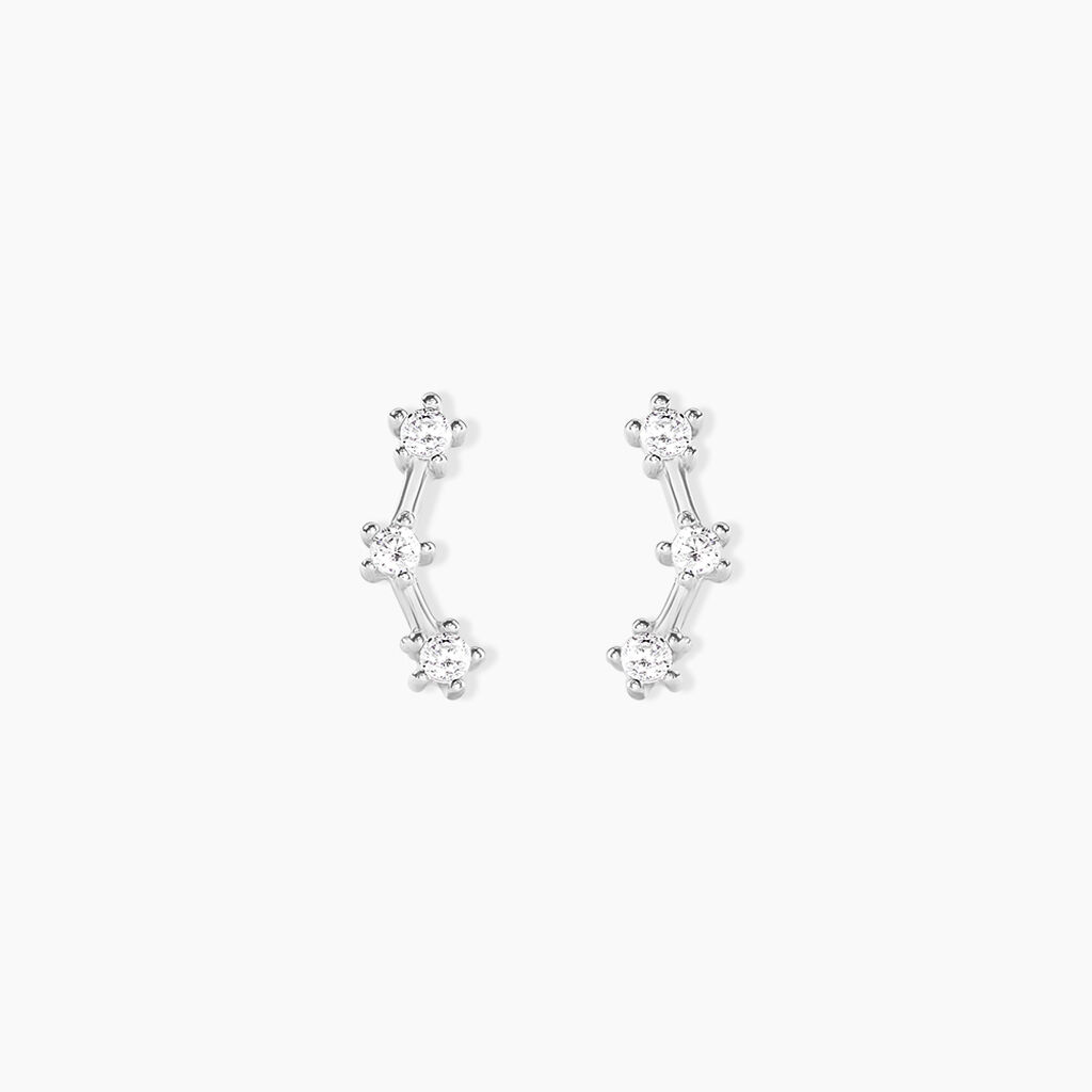 Boucles D'oreilles Puces Allegra Argent Blanc Oxyde De Zirconium - Boucles d'oreilles fantaisie Femme | Histoire d&rsquo;Or