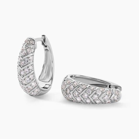 Créoles Tiwa Argent Blanc Oxyde De Zirconium - Boucles d'oreilles créoles Femme | Histoire d’Or
