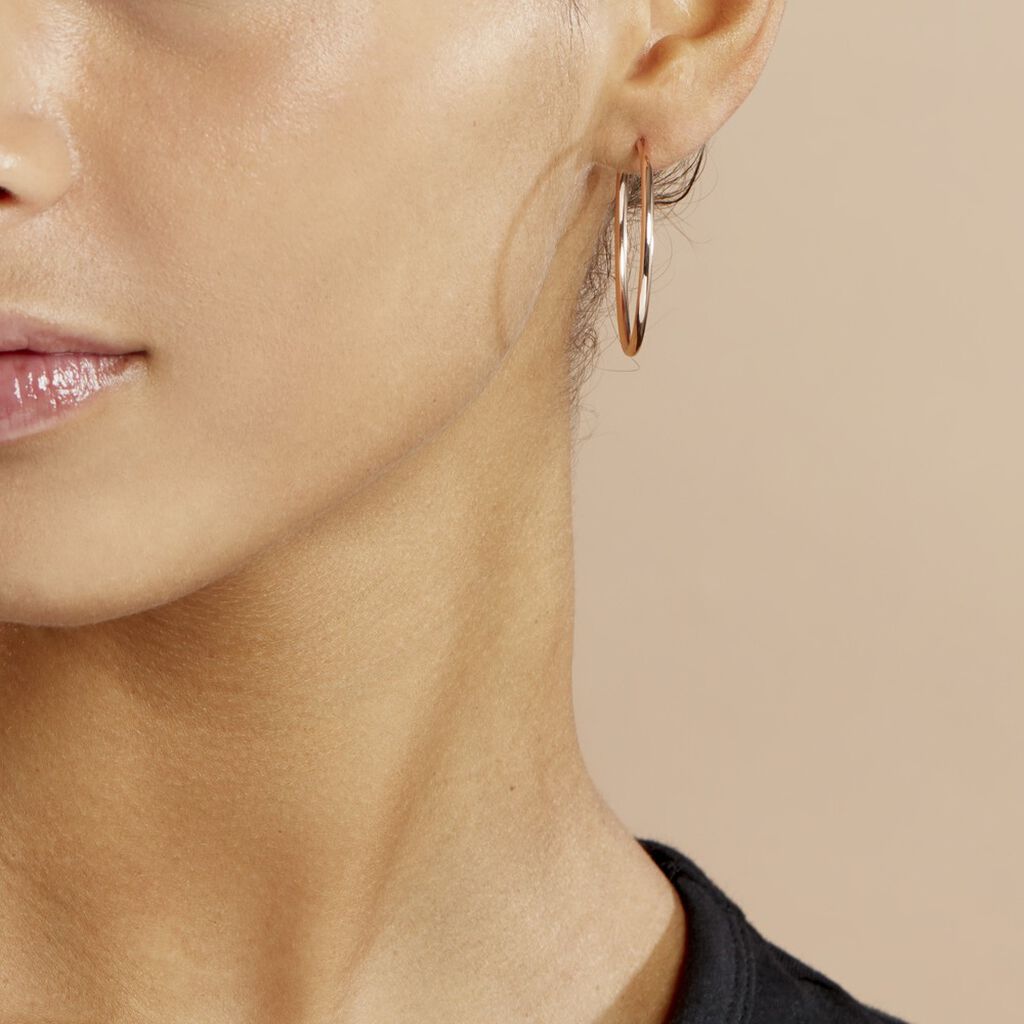 Créoles Argent Rose Olympia - Boucles d'oreilles créoles Femme | Histoire d’Or